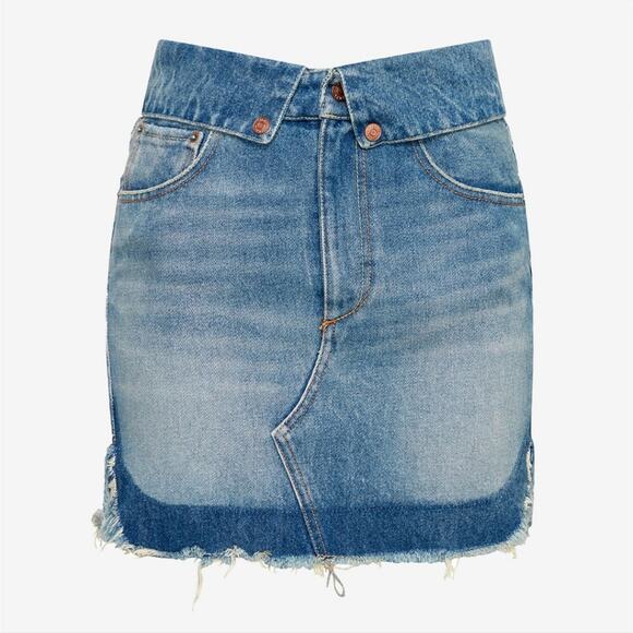 NWT SER.O.YA Retofête Holly Fold Over Distressed Denim Skirt 30 - Picture 4 of 13
